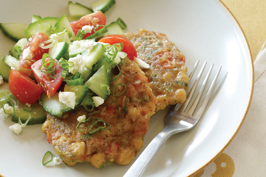 Chickpea Croquettes with Greek Salad Topping Recipe